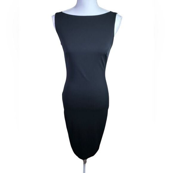 LAUNDRY by Shelli Segal Size 6P Black Sleeveless Dress With Black Drape - Picture 1 of 15